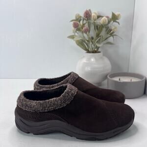 Vionic Arbor Water Resistant Suede/Knit Microfleece Mule Brown Women's 6 NWOB